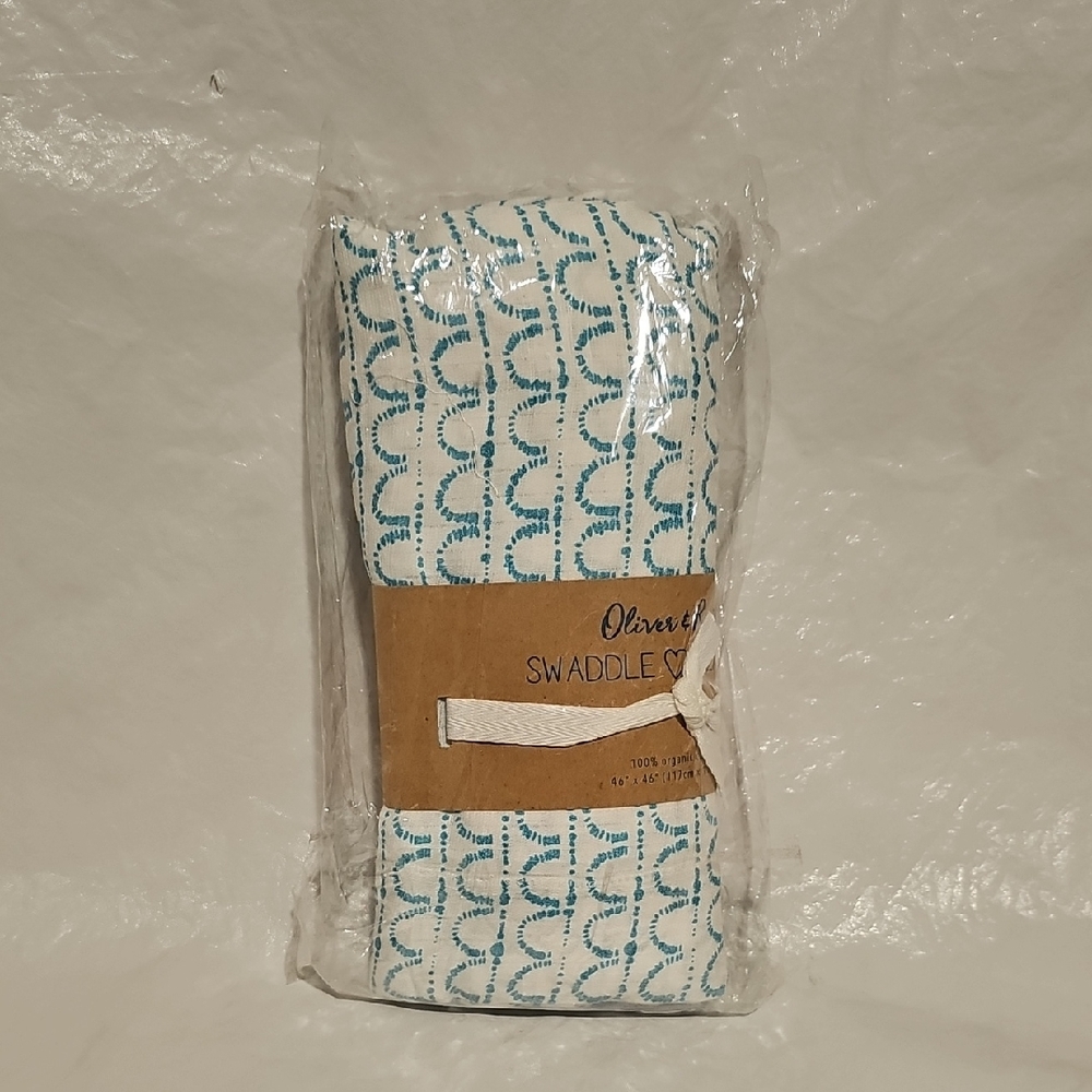Oliver & Rain Organic Cotton Swaddle Blanket New